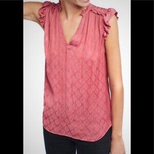 Anthropologie Maeve Pink Suva Ruffled V-neck Top